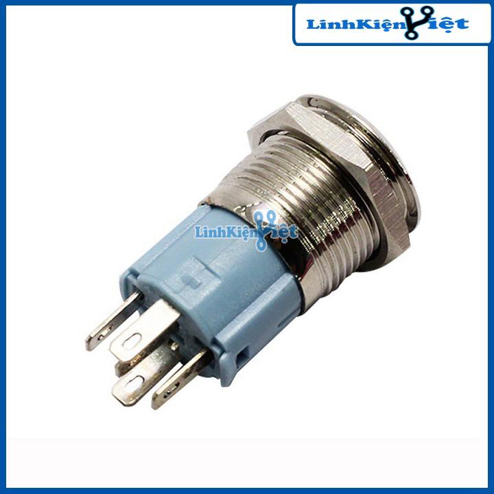 Nút Nhấn Đề Sắt Chống Nước Có Đèn Báo 12VDC-16mm Nhấn Giữ