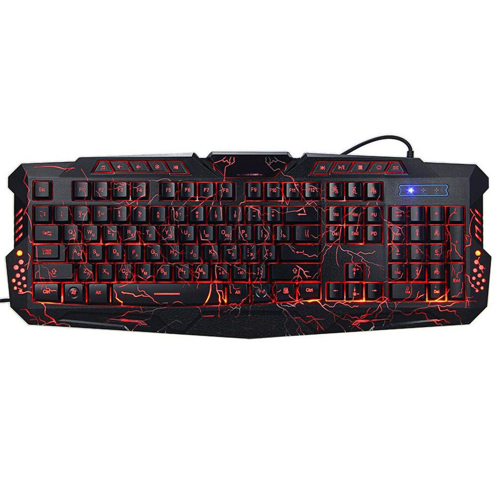 Gaming Keyboard, Backlit USB Wired Standard With 3 Ajustable Colors for Windows PC Gamer Desktop Computer