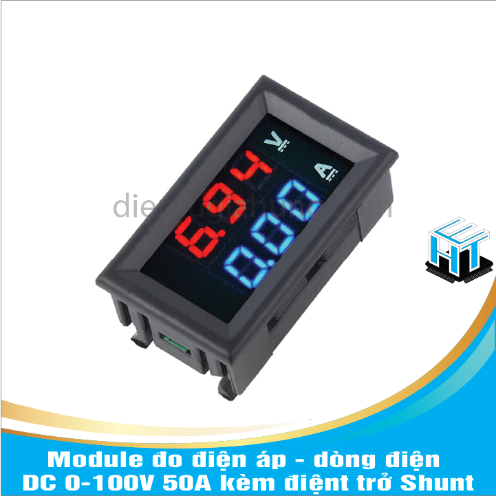 Combo 1 Cái Module đo điện áp - dòng điện DC 0-100V 50A kèm 1 Cái điệnt trở Shunt