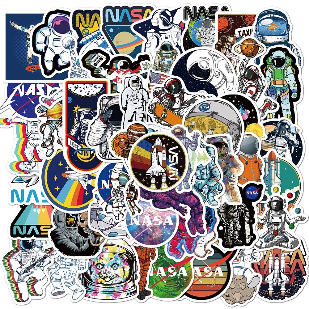 Set 50 Cái STICKER NASA Chống Thấm Nước Trang Trí Điện Thoại , Laptop , Vali Siêu Đẹp