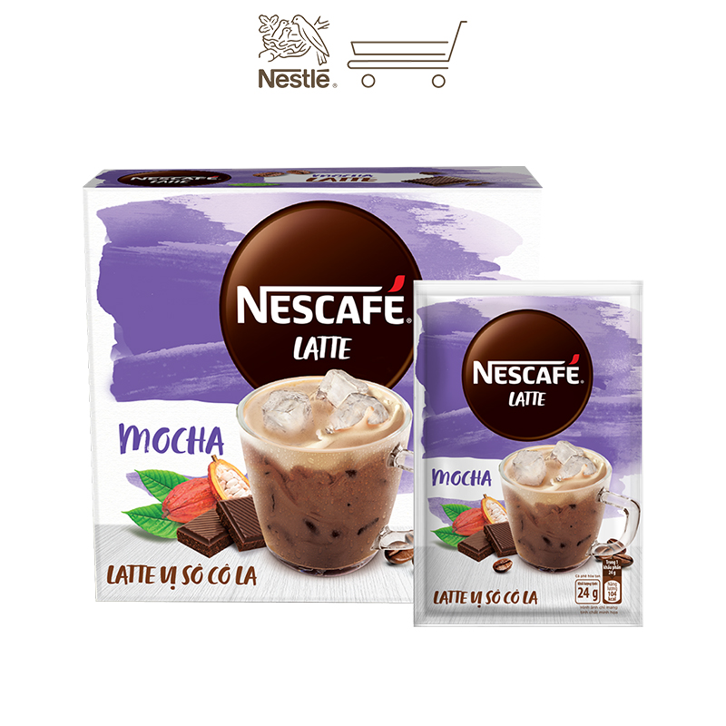Combo 2 hộp cà phê hòa tan Nescafé Latte vị sô cô la (Hộp 10 gói x 24g)