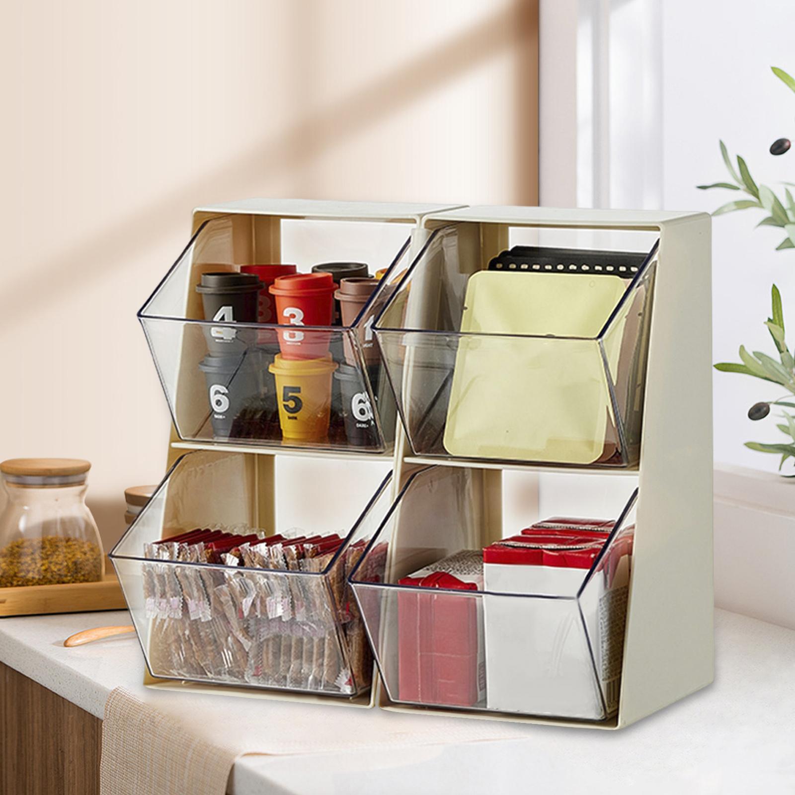 Tea Bags Organizer Divided Container Multifunctional for Kitchen Cabinets