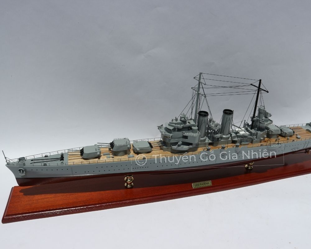 Mô Hình Thuyền Gỗ Phong Thủy Dạng Thuyền Chiến USS PHOENIX Chính Hãng Hàng Xuất Khẩu Chất Lượng Cao