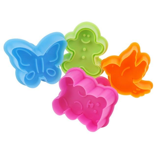 Set 4 khuôn nhấn làm bánh quy hình con gấu con bướm con chim và gấu