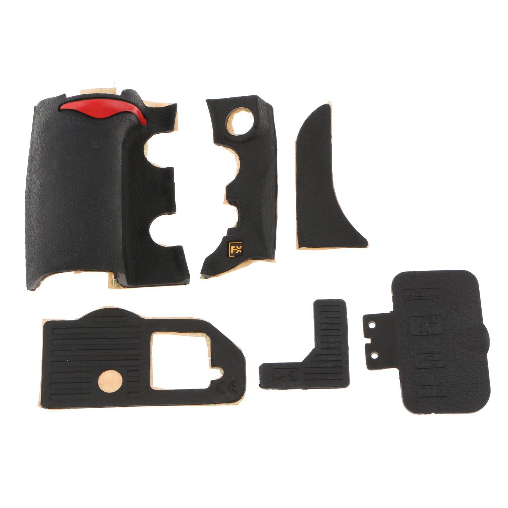 6 Pieces Grip Rubber Unit Repair Part For Nikon D700 Front/Rear/Side Cover - Black