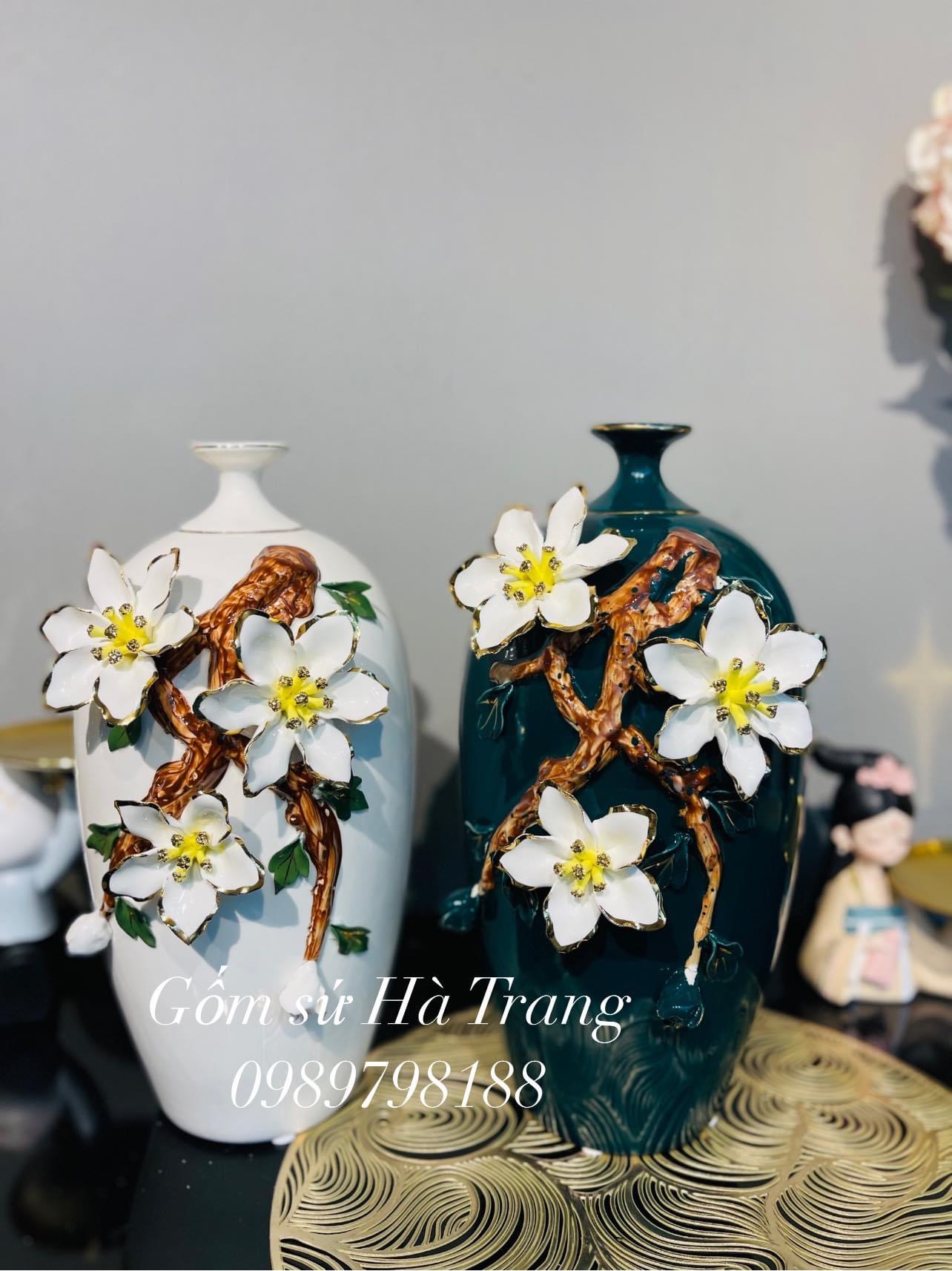 Lọ hoa gốm sứ cao cấp cao 33cm