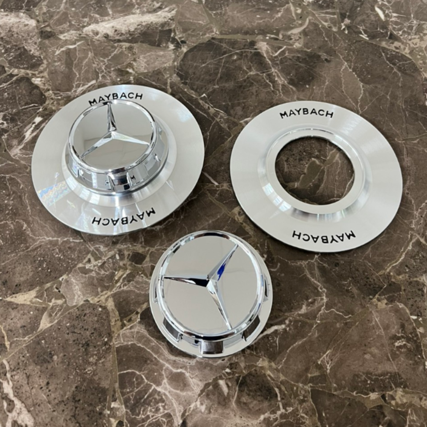 Logo chụp mâm, ốp lazang bánh xe ô tô Maybach MB-002, chất liệu nhựa ABS và hợp kim nhôm cao cấp