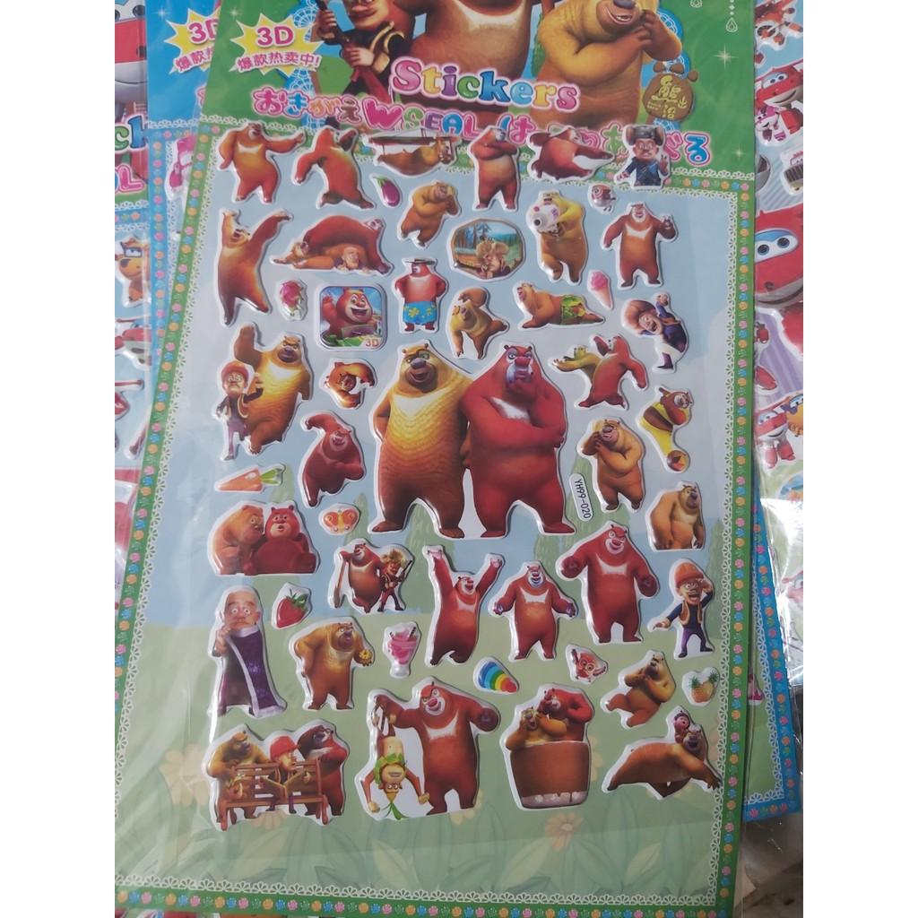 Tờ dán sticker nổi 3D thời trang, công chúa, siêu nhân bản to nhiều chi tiết cho bé