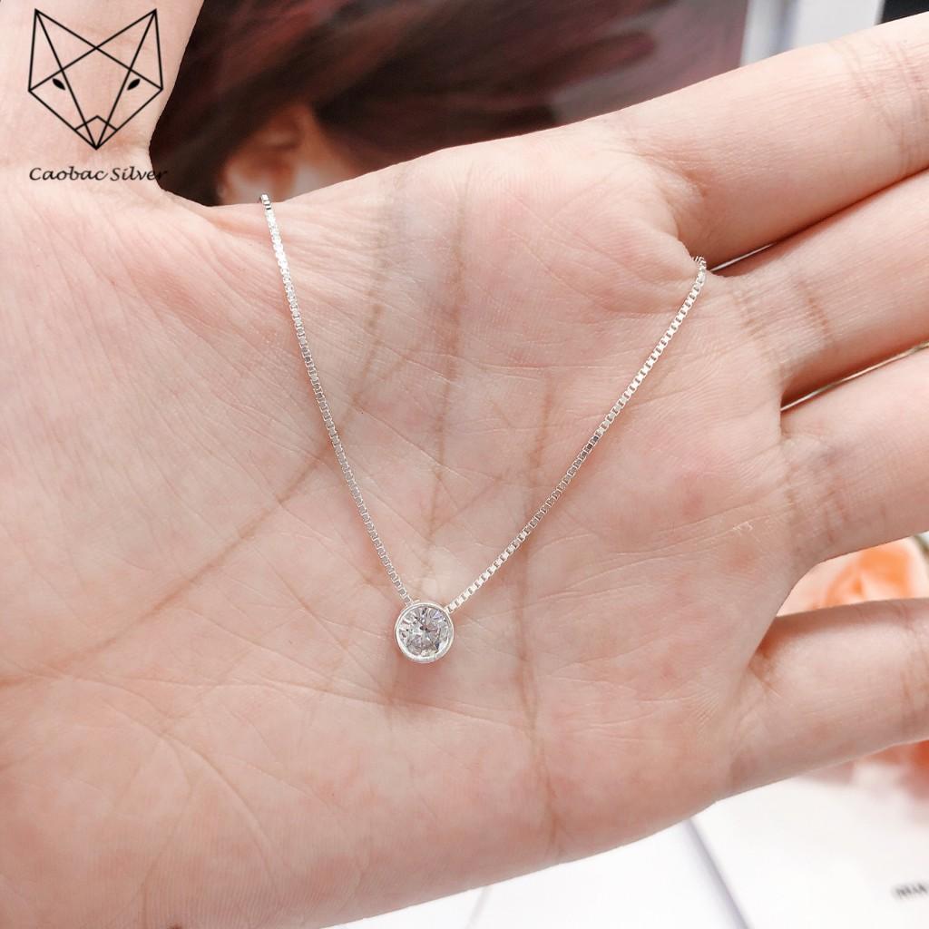 Dây Chuyền Bạc Nữ S99 CaoBac Silver Ổ Đá Miết Phong Cách Cổ Điển Cho Bạn Nữ Nhẹ Nhàng