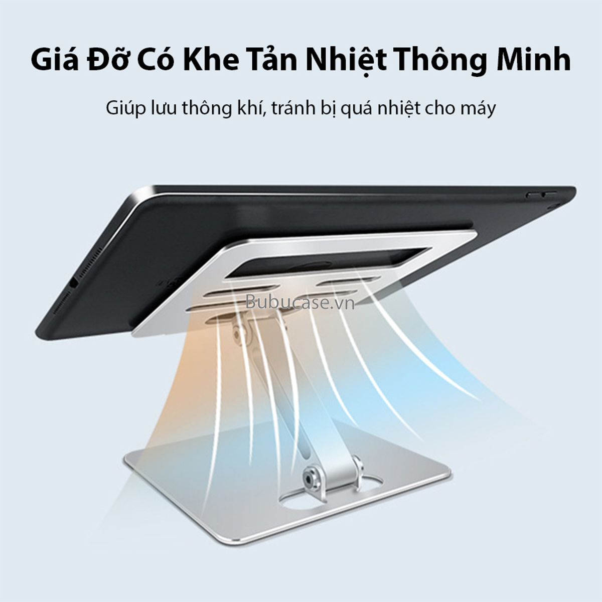 Giá Đỡ Cho Ipad, Máy Tính Bảng Chất Liệu Kim Loại Cao Cấp - Có Khe Tản Nhiệt, Đệm Chống Trượt - Phù Hợp Giải Trí, Làm Việc, Học Online