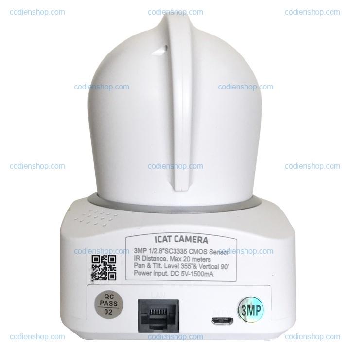 Camera Wifi Thông Minh Hunonic ICat Indoor Trong Nhà, Xoay 355 Độ, Màu trắng