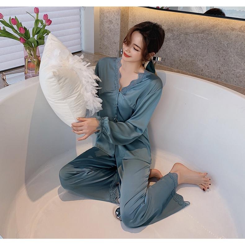 Đồ Bộ Pijama Lụa Đồ Mặc Nhà️ Bộ Ngủ Cao Cấp Mát Mềm Mịn - ELSA