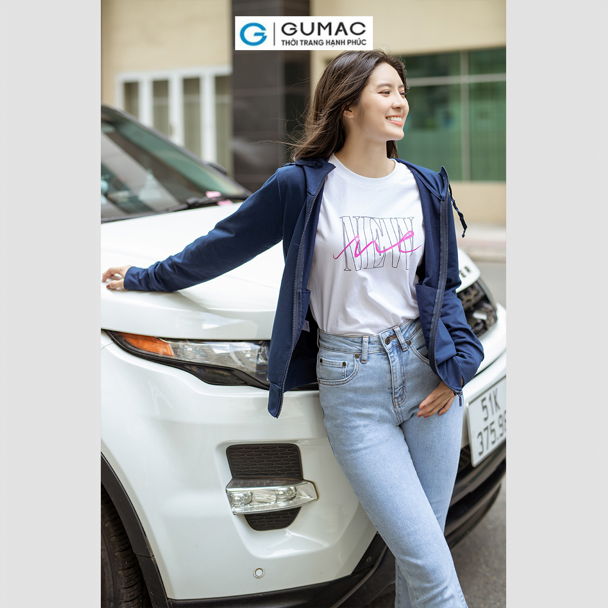 Áo khoác nữ phối khóa kéo có nón chống nắng trẻ trung năng động thời trang GUMAC AD05062 - AD05063 - AD05093