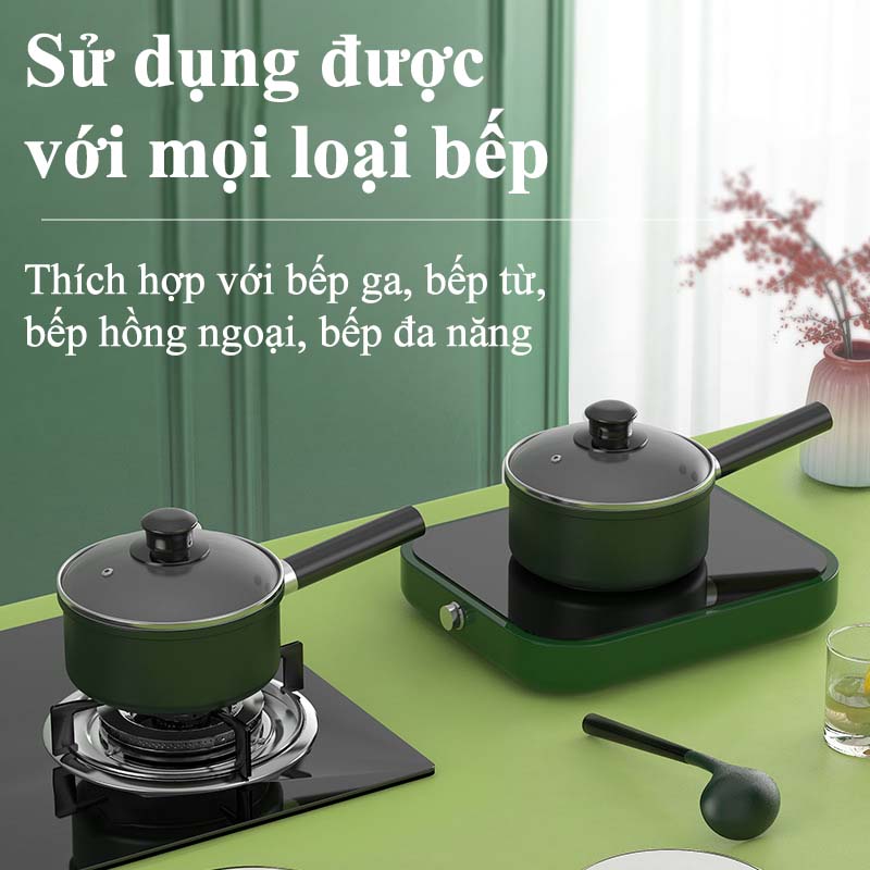 Nồi Hấp 2 Tầng Chống Dính Cao Cấp Vân Đá Hoa Cương Dung Tích 1.3L Kèm Xửng Hấp Inox Tiện Lợi Vung Kính Dày Dặn Bộ Nồi Chảo Cho Bé Ăn Dặm Quấy Bột Cho Bé Đáy Từ Dùng Mọi Loại Bếp Đường Kính 16cm 18cm Bắt Nhiệt Đều - ML016