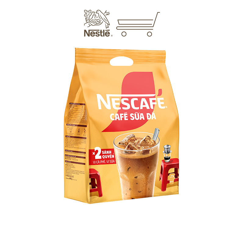[Tặng Bộ 3 ly thủy tinh cao cấp NESCAFE] Combo 2 Bịch Cà Phê Sữa NESCAFE - Bịch 25 gói