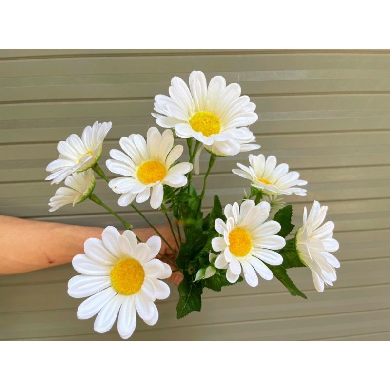 Cụm hoa cúc giả - 1 cụm 9 bông - dài 25cm - Cây giả, hoa lụa Decor trang trí nhà cửa