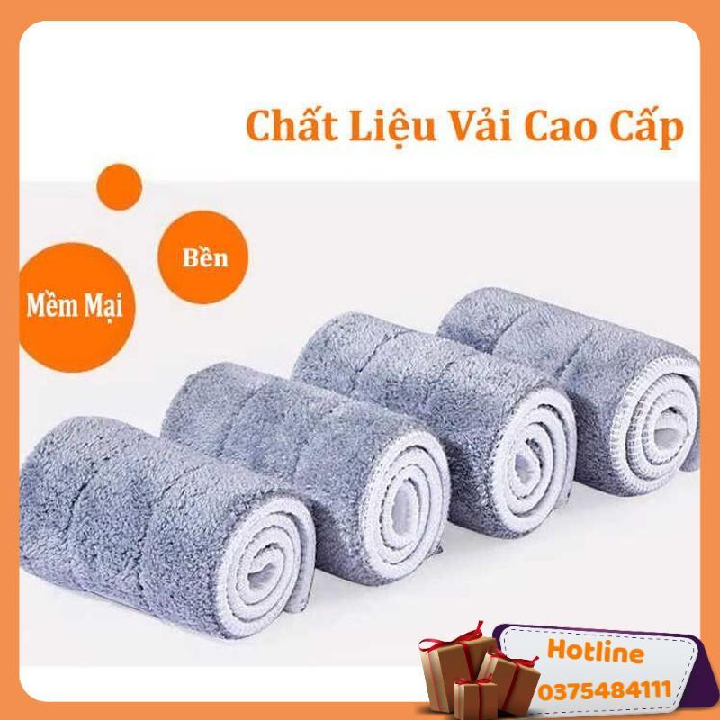 Bộ Cây Lau Nhà Thông Minh Kèm Thùng Vắt 2 Ngăn (Tặng Kèm 2 Miếng Lau) - Hàng Loại 1