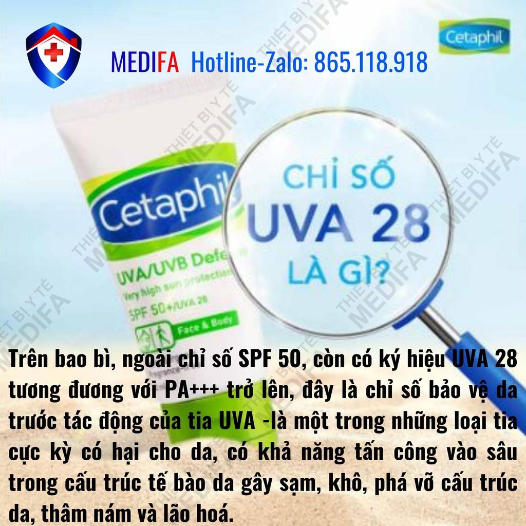 Kem chống nắng CETAPHIL SPF50+/UVA28 50ml cung cấp màng bảo vệ cao (7 màng lọc ánh nắng và 1 khóa ánh nắng)