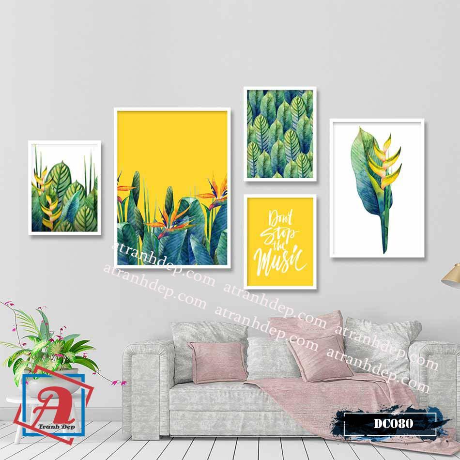 Bộ 5 tranh canvas treo tường Decor Hoa lá phong cách scandinavian – DC080