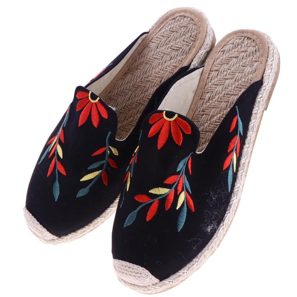 Lady Womens Flat Espadrilles Mule Slipper Shoes Espadrille Slide Slippers Causal Slipper