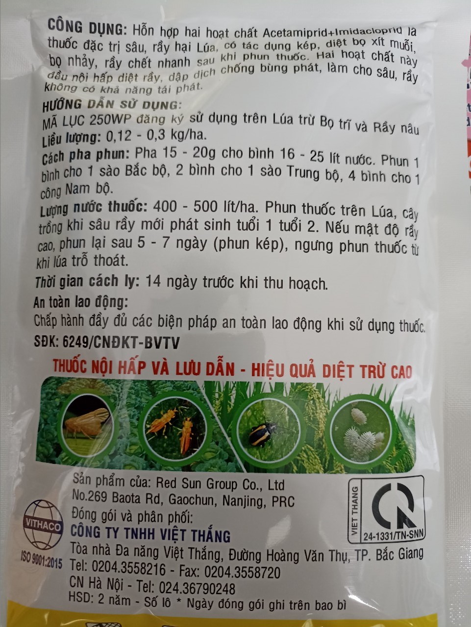 Sản phẩm trừ rệp sáp MÃ LỤC 250WP - gói 100 gram