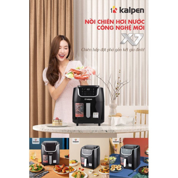 Nồi Chiên Không Dầu Hơi Nước Kalpen X7 Cảm Ứng 7 Lít 9 Chức Năng Tự Làm Sạch - Hàng chính hãng