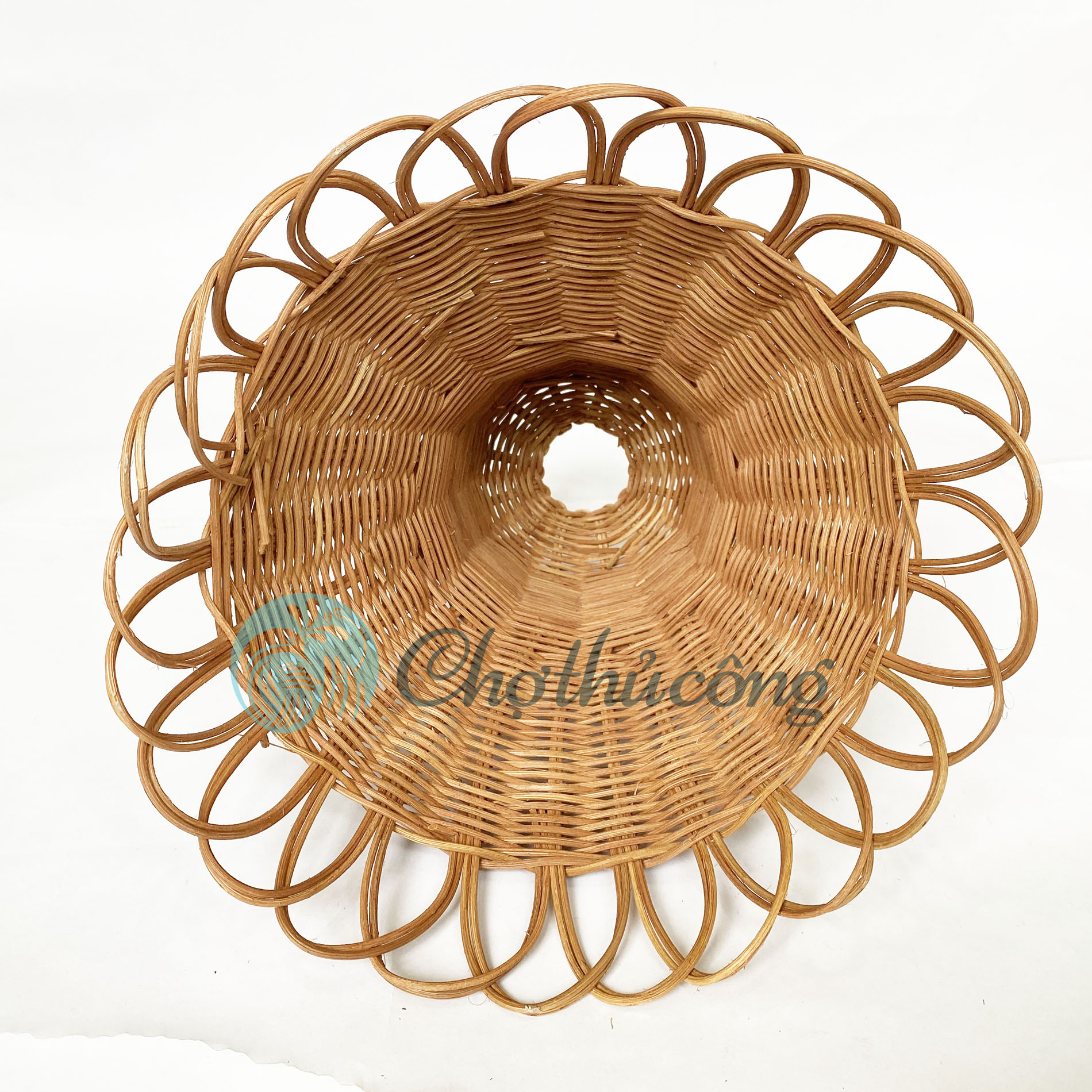 Chụp đèn mây tre đan size L, Chao đèn thả trần trang trí sân vườn, đèn trang trí quán cafe, đèn thả vintage