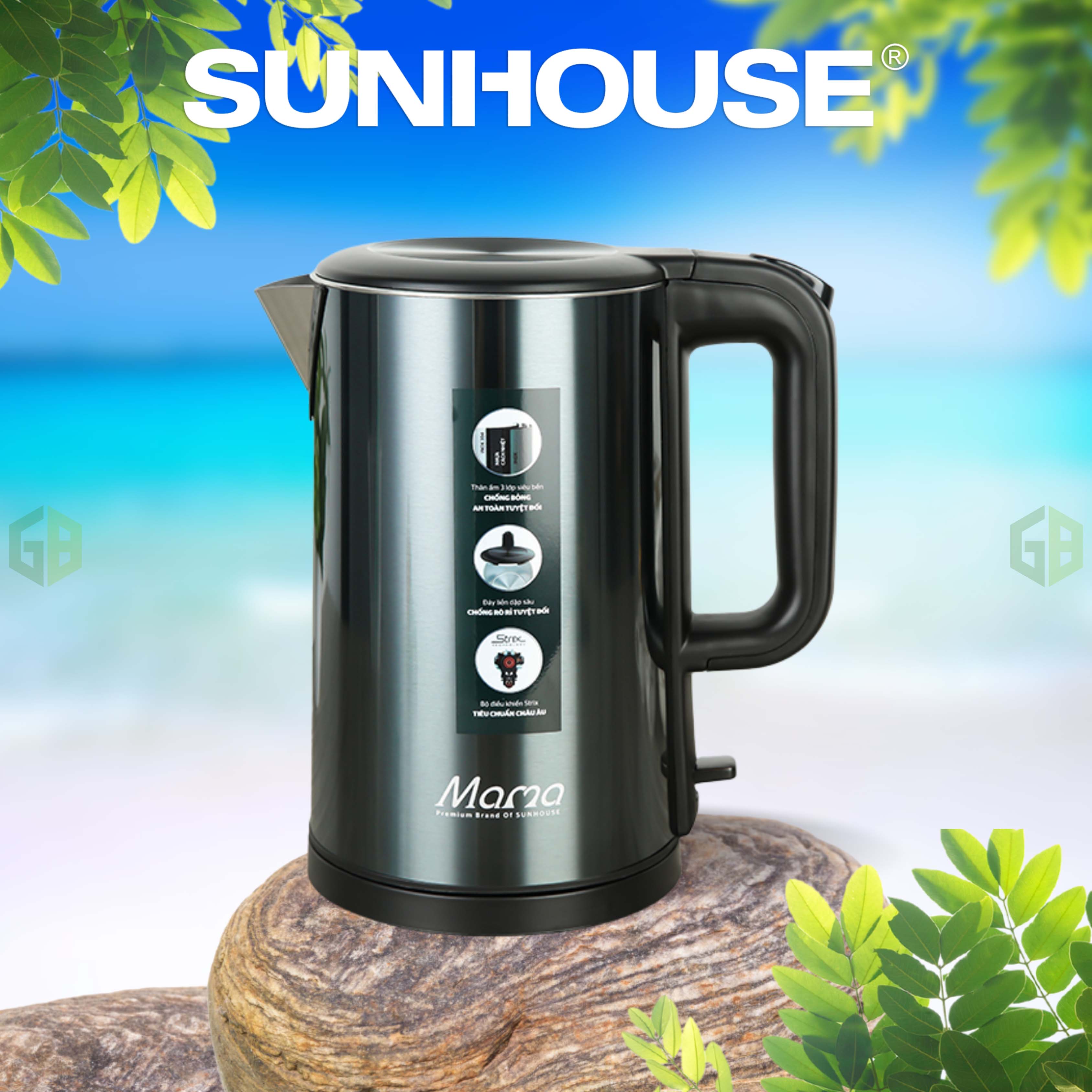 Ấm siêu tốc 3 lớp Sunhouse Mama SHD1389, Công suất 1850W, Dung tích 1.8 Lít, Chất liệu Inox 304, Bảo hành 24 tháng - Hàng chính hãng