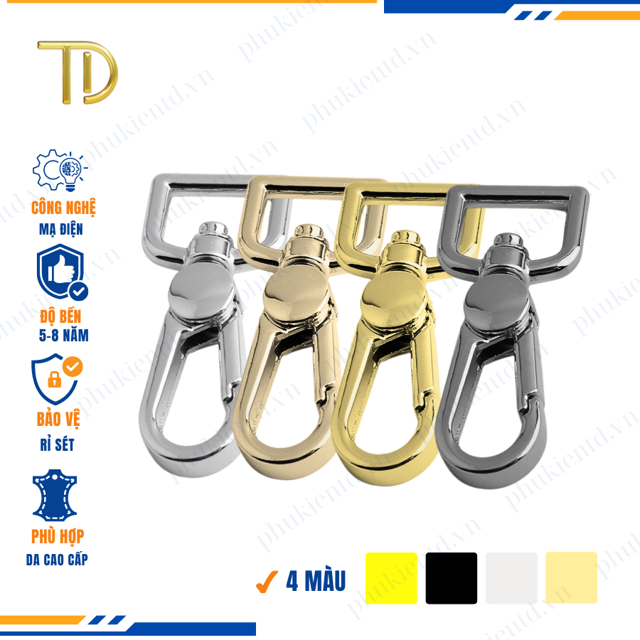 Móc càng cua túi xách,móc khóa càng cua túi xách,móc chó túi xách 19mm Mạ điện bền 5-8 năm