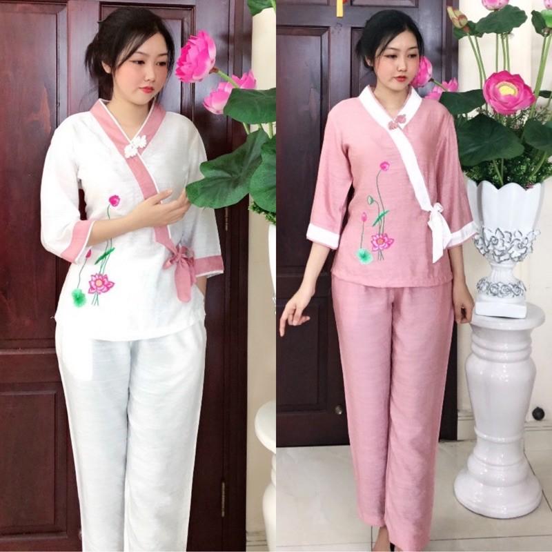 Đồ Lam Đi Chùa# Nhật Nơ 1Nút Vải Cao Cấp# Quần Áo Nữ # Đồ Bộ Nữ