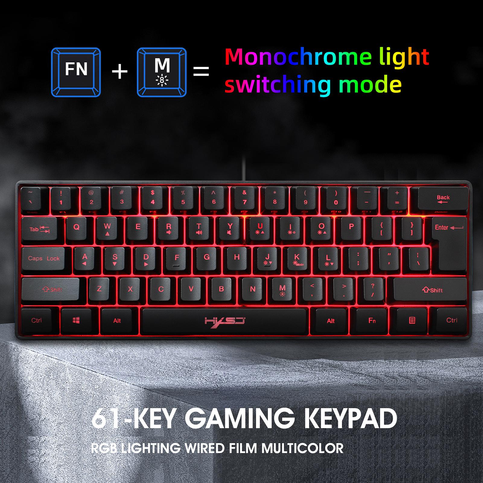 Bàn phím chơi game có dây HXSJ V700 61 phím dành cho Game / Văn phòng