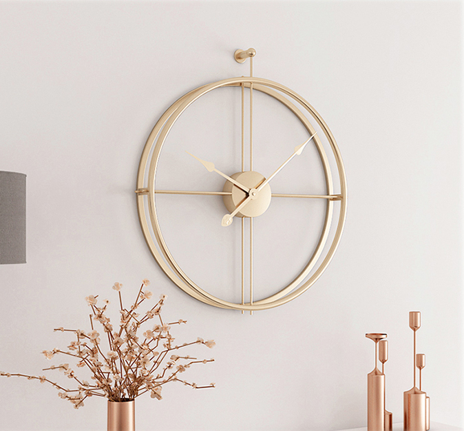Đồng hồ treo tường hiện đại Không số Kim loại Thép Cao cấp - Đồng hồ Treo tường 52cm Decor phòng khách sang trọng bền đẹp DH-DH2042