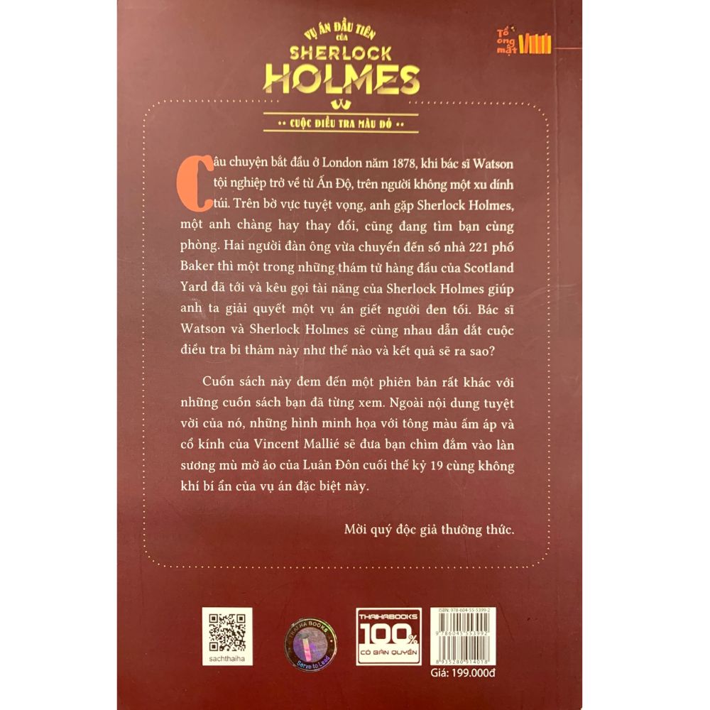 Sách Vụ án đầu tiên của Sherlock Homles: : Cuộc điều tra màu đỏ - Bản đặc biệt - Bìa canvas