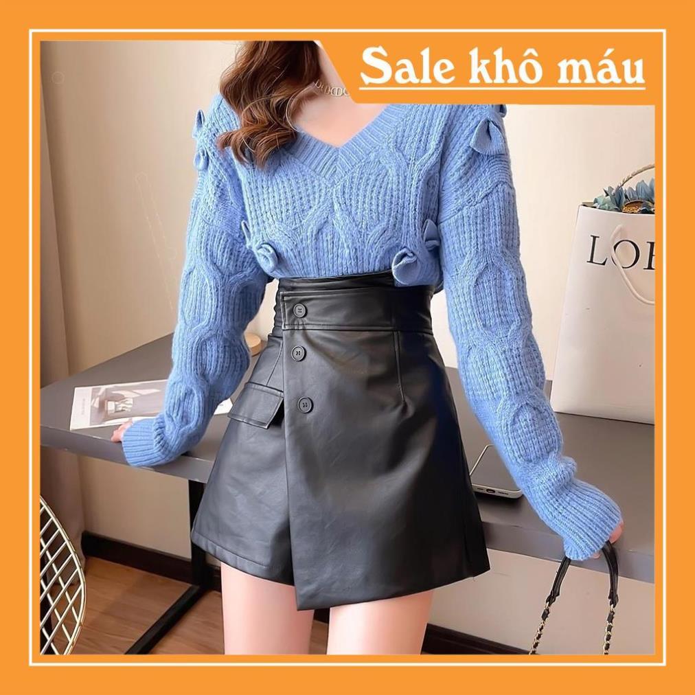 QUẦN VÁY DA MÀU ĐEN NÂU HOT HIT HIỆN ĐẠI QUẦN DA 3 KHUYA