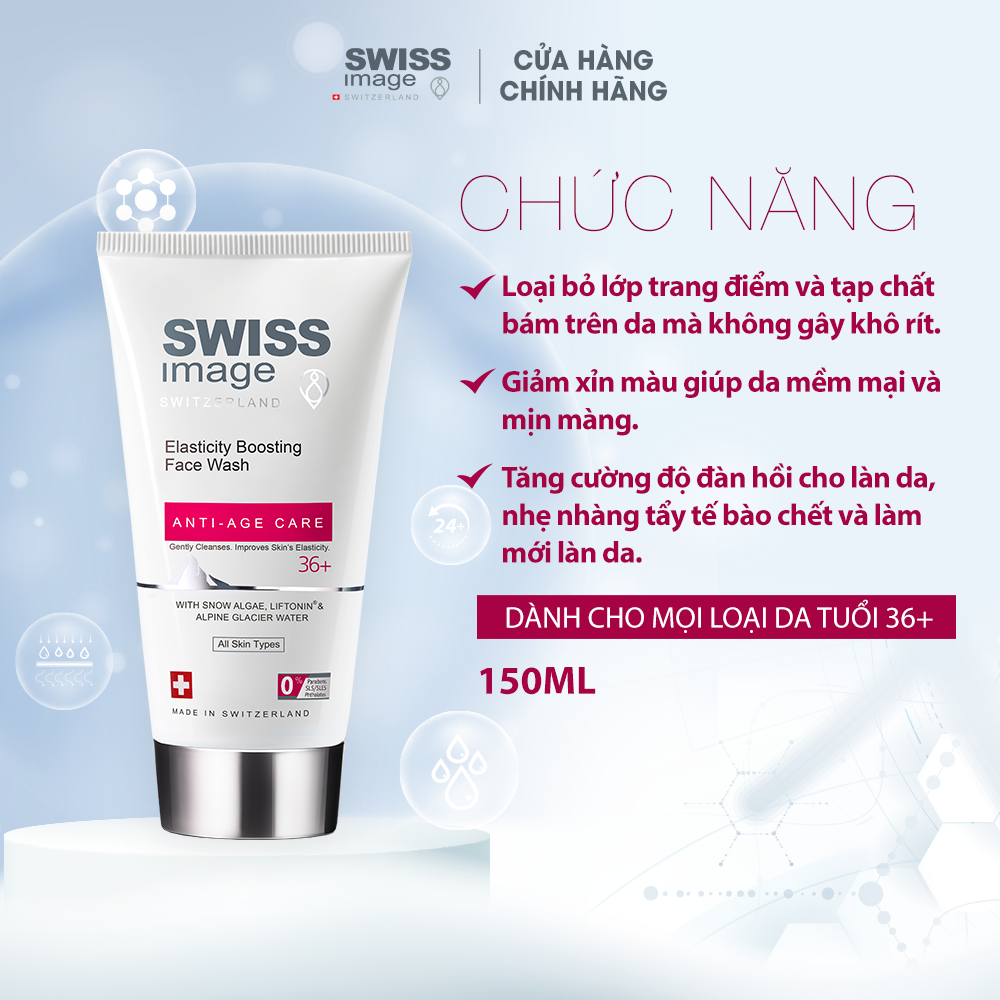 Sữa rửa mặt làm sạch ngừa lão hoá Swiss Image 36+ Elasticity Boosting Face Wash 150ml