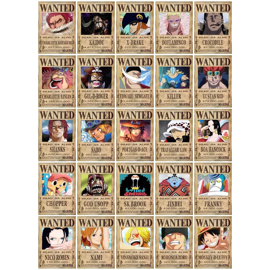 Combo 50 tấm truy nã hải tặc Onepiece wanted poster loại dày