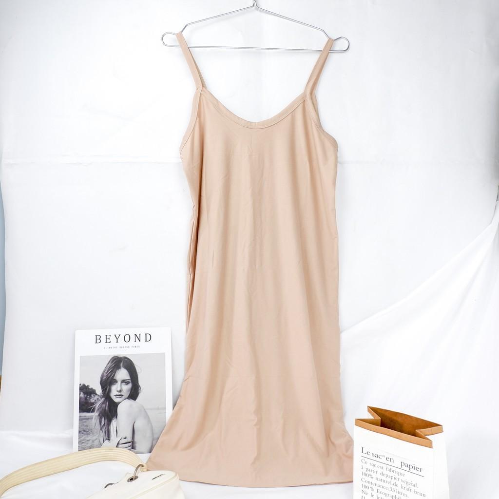 Váy ngủ 2 dây thun cotton trơn siêu mát mềm min Mys hitshop Fashion
