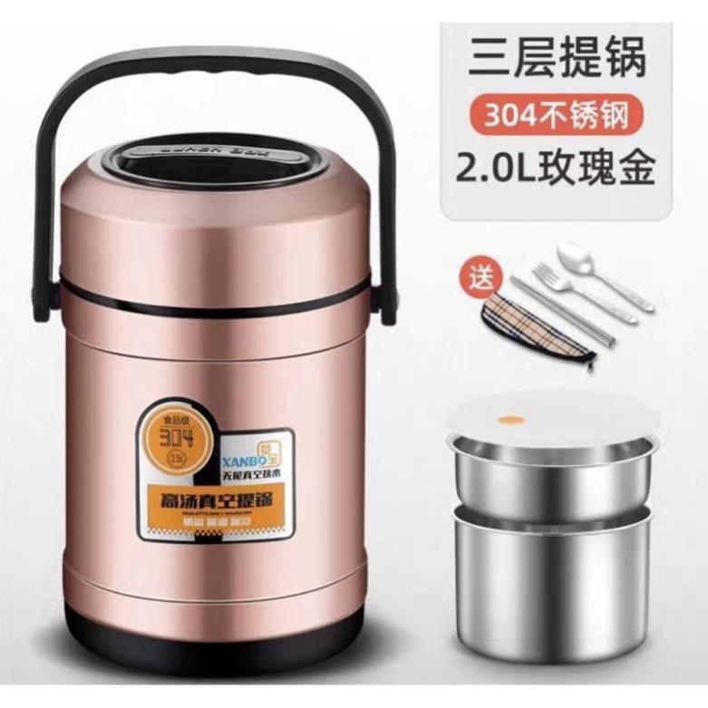 Cặp lồng ủ cơm cháo inox 304% cao cấp 1,5 lít và 2 lít