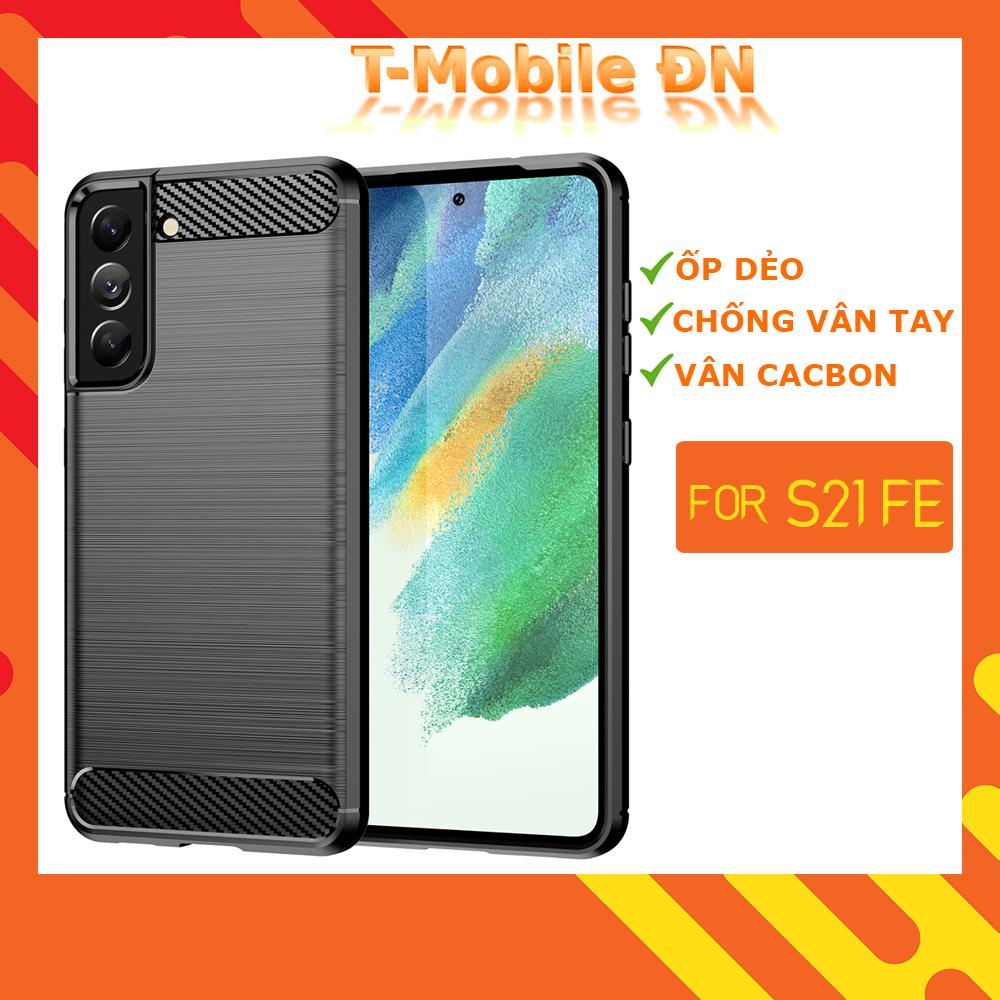 Ốp lưng dành cho Samsung S21 FE 5G ốp silicone mềm Carbone phay xước chống sốc chống vân tay