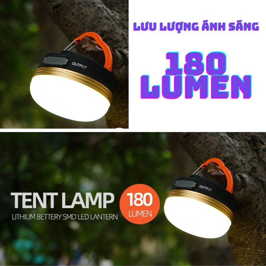 Đèn led usb 180 lumen trang trí treo lều cắm trại ánh sáng trắng có thể sạc lại khi hết điện sử dụng 6 đến 8 tiếng