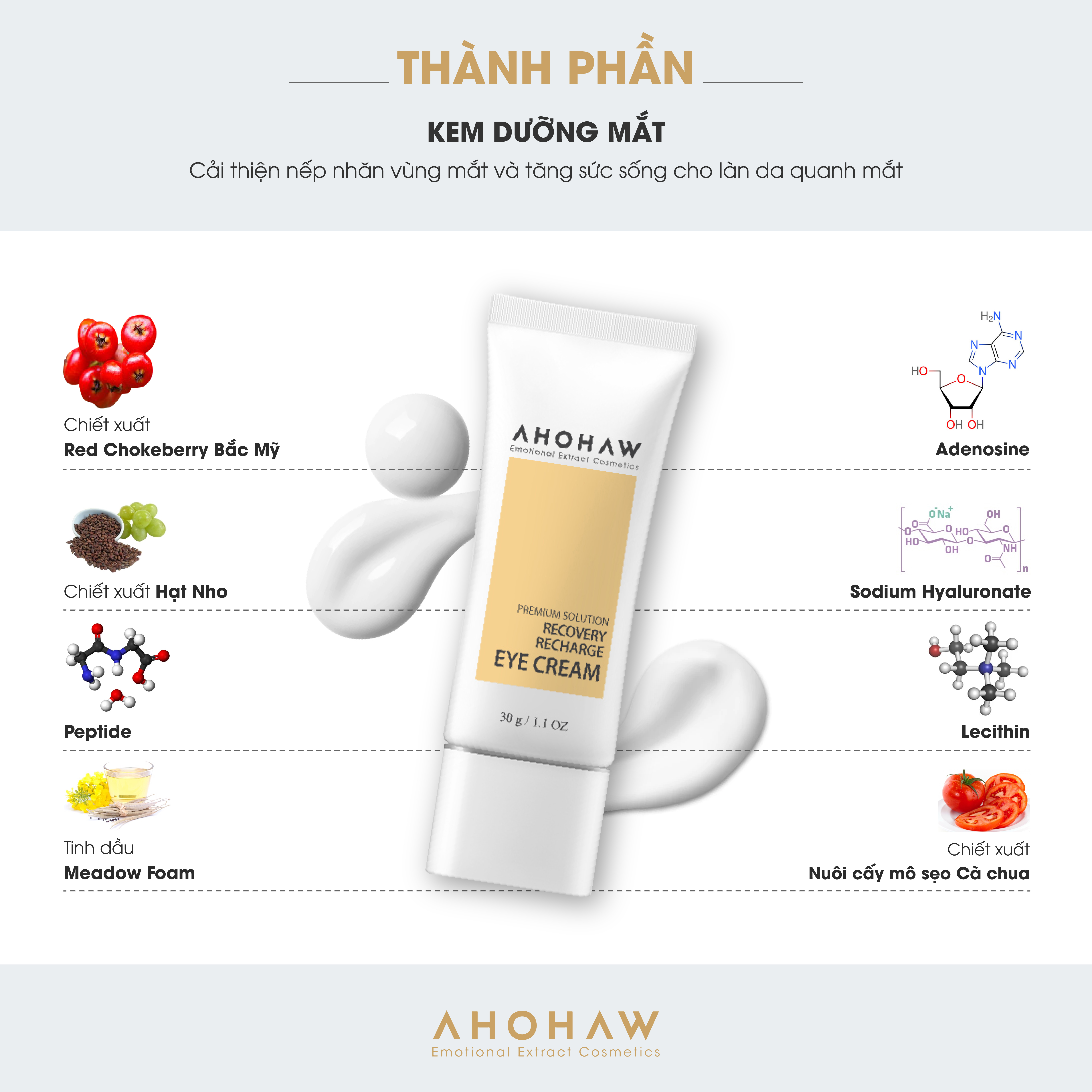 Kem Dưỡng Mắt Cao Cấp Ahohaw Premium Solution - Hàng Chính Hãng