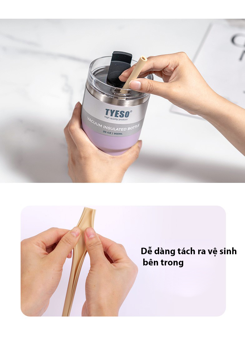 Ly giữ nhiệt có ống hút dung tích 900ml