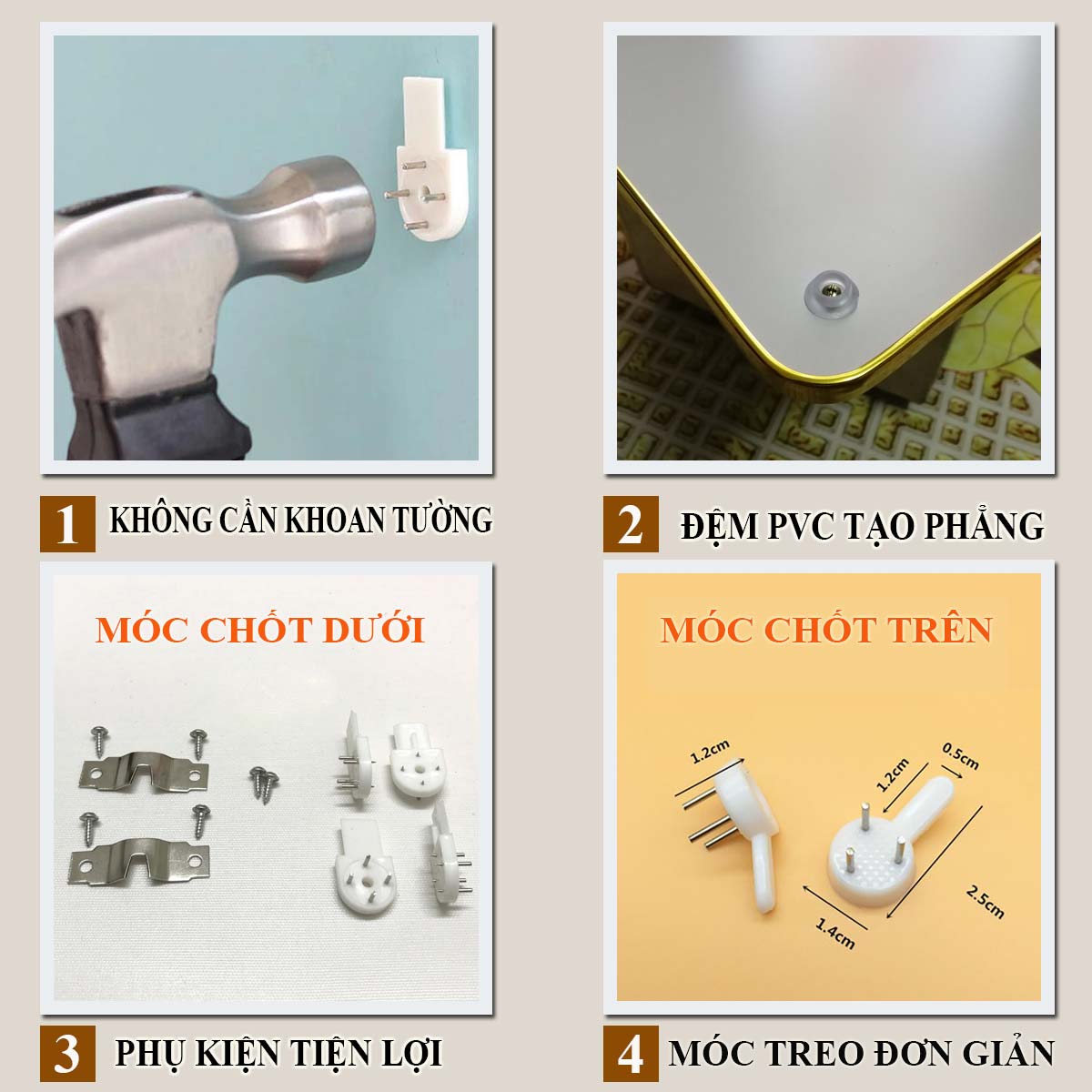 Bộ tranh gương 3 bức. Chất liệu bề mặt gồm 2 lựa chọn PVC hoặc mica trong suốt, 2 lựa chọn viền khung ms: 23128911L1