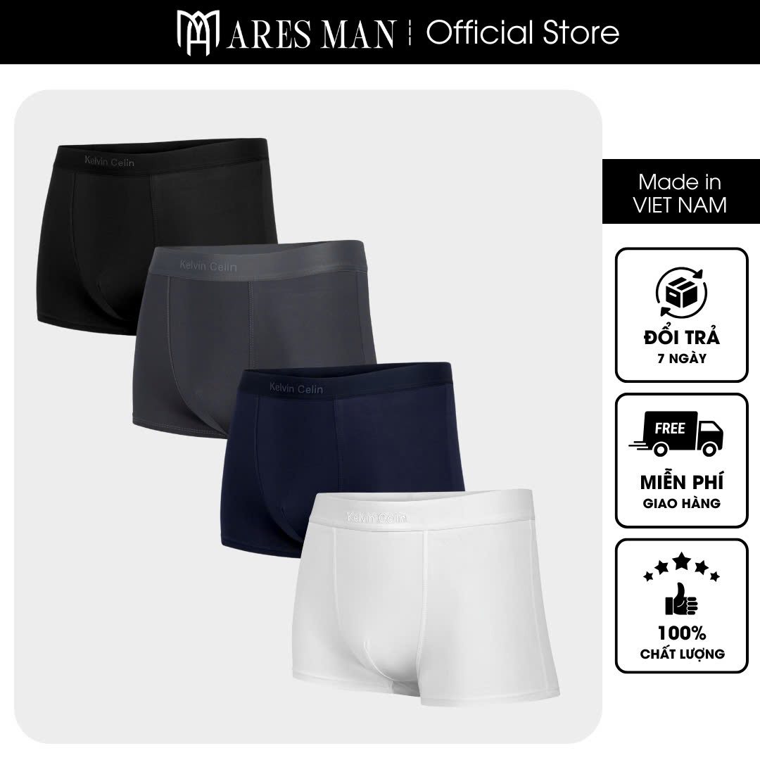 Combo 5 quần boxer nam, quần lót nam cao cấp chất thun lạnh siêu mềm mịn kháng khuẩn co giãn 4 chiều thấm hút mồ hôi tốt - Ares Shop