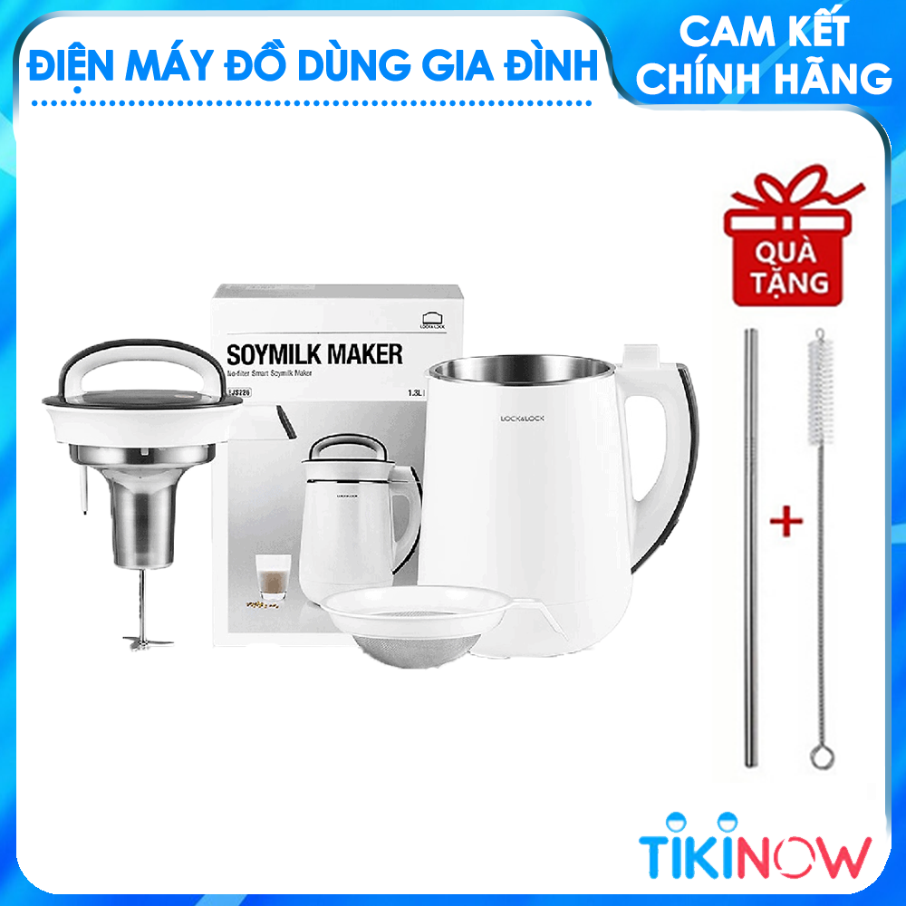 Máy Làm Sữa Đậu Nành, Sữa Hạt Lock&Lock EJS226 Hệ Thống Gia Nhiệt Tự Động Và Chống Tràn - Hàng Chính Hãng Tặng Combo Ống Hút + Cọ Rửa