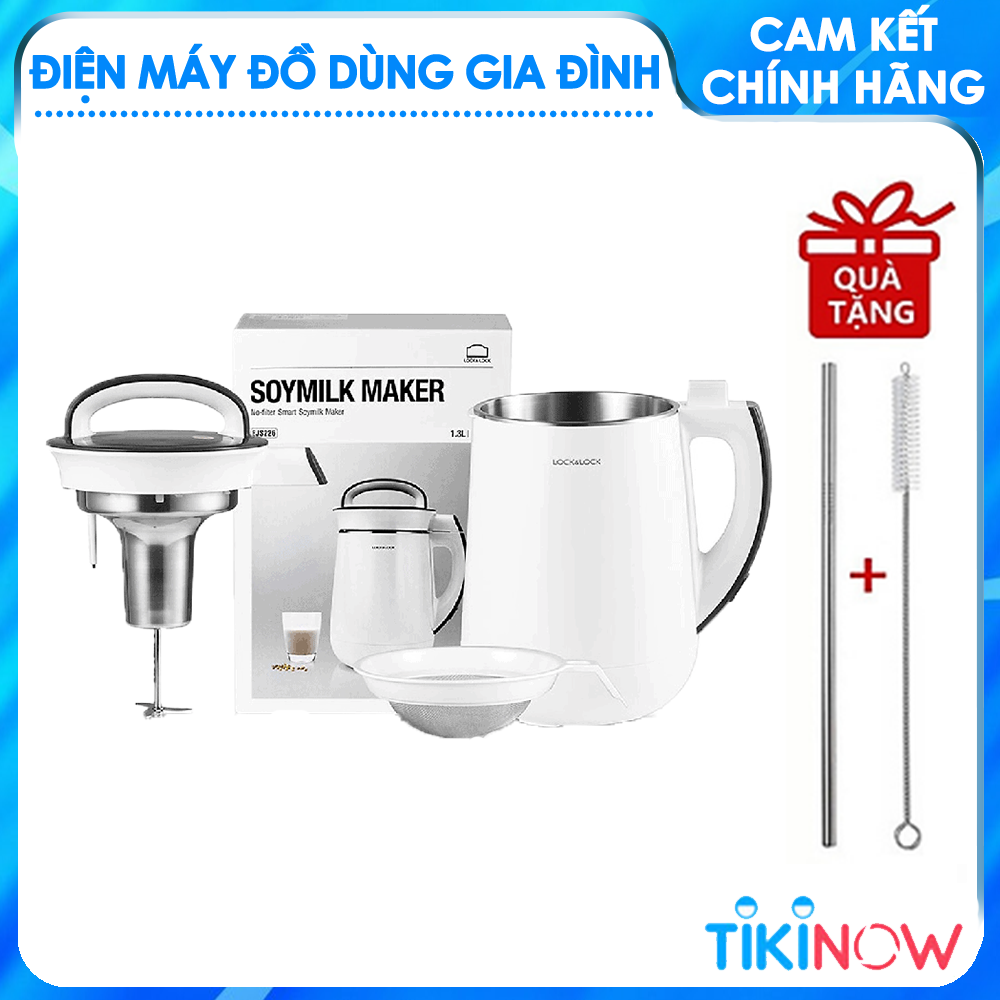 Máy Làm Sữa Đậu Nành, Sữa Hạt Lock&Lock EJS226 (1.3L) Hệ Thống Gia Nhiệt Tự Động Và Chống Tràn - Hàng Chính Hãng Tặng Combo Ống Hút + Cọ Rửa