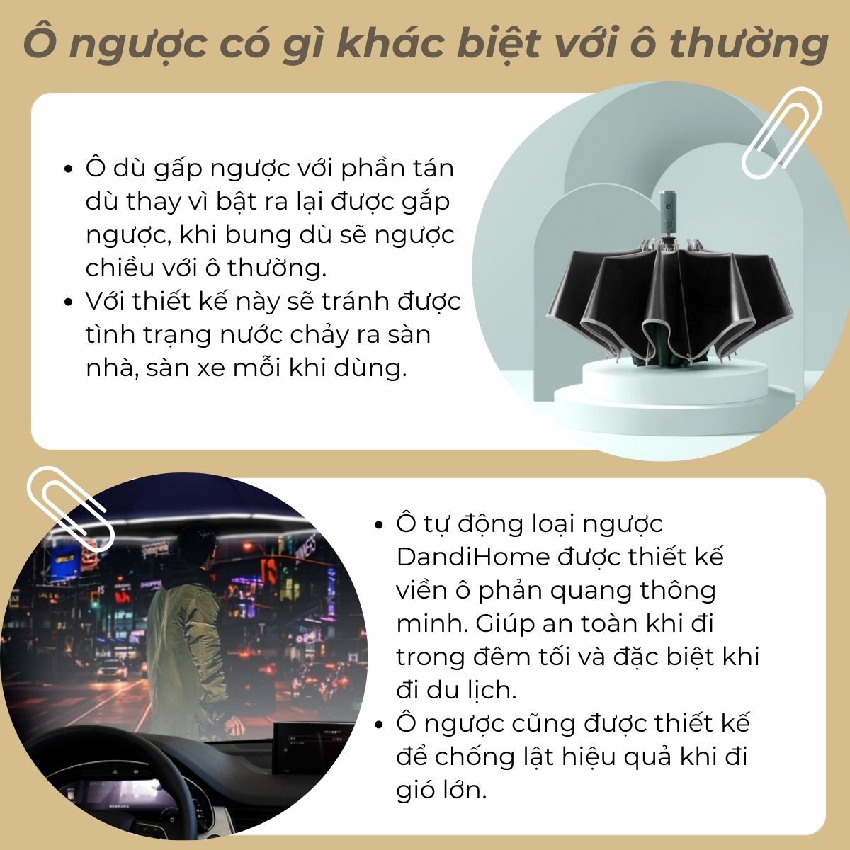 Ô (dù) tự động 2 chiều cao cấp DandiHome chống UV