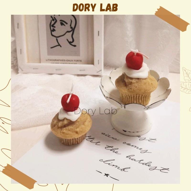 Nến Thơm Bánh Muffin Cherry Phủ Kem Không Khói, Phụ Kiện Decor - Dory Lab