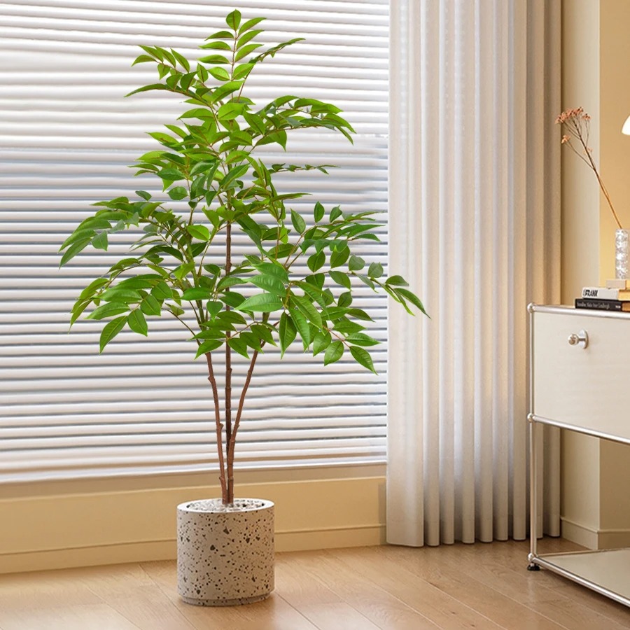 Cây nam thiên trúc giả - Cao 150cm - Thân nhựa lõi thép - Cây giả, hoa lụa Decor trang trí nhà cửa.