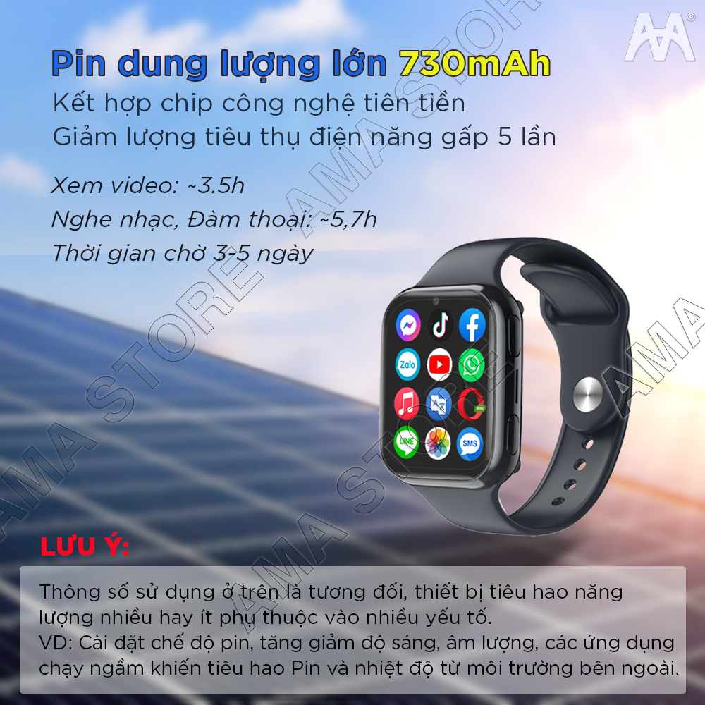 Đồng hồ Thông minh AMA Watch D42 có CHPlay xem được Youtube Gắn sim 4G Định vị Kép GPS Wifi Hàng Chính Hãng